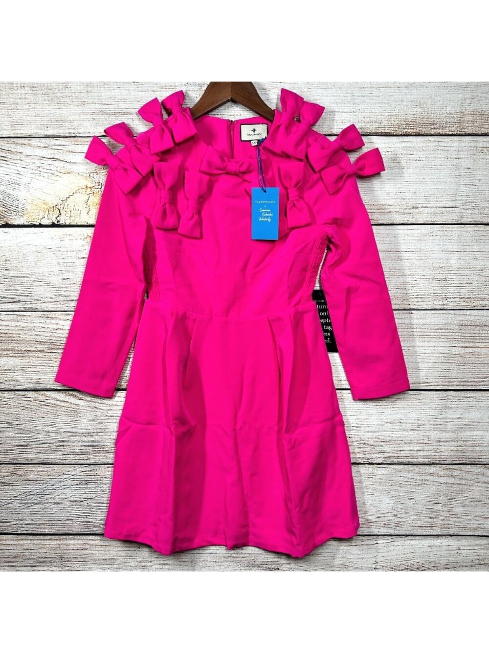 Tuckernuck Pink Bow Shoulder Mini Dress XXS Long Sleeve Party Cocktail Chic